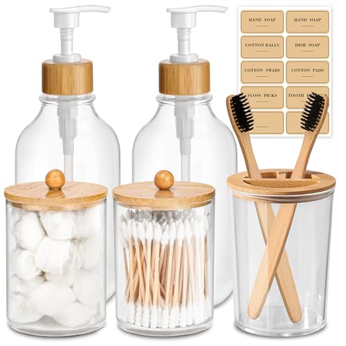 5pcs Luxury Bathroom Accessories Bathroom Set Toothbrush Holder Sanitizer  Bottle Soap Holder