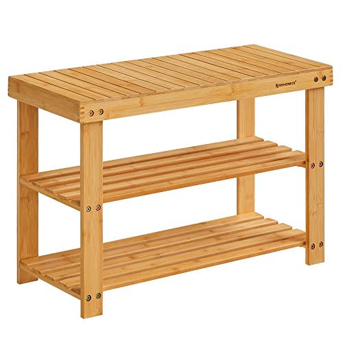 IOTXY Shoe Rack Storage Bench - Bamboo Shoe Shelf with Cushioned