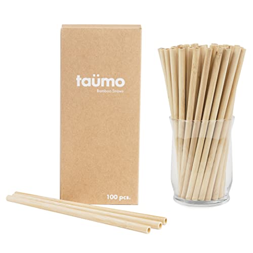 EcoAmiga Bamboo Straw, 8 Inch Reusable & Biodegradable Organic Bulk Straws  – Great Ecological Alternative to Plastic Straws (Reed)