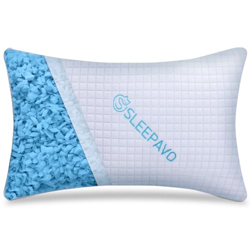 Memory Foam Pillows Queen Size Set of 2 - Cooling Bed Pillows for Sleeping  - Back, Stomach, Side Sleeper Firm, Comfy Cool Shredded - 2 Pack, Rayon