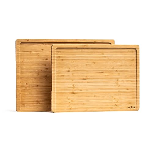Lipper International Bamboo Wood Thin Kitchen Cutting Boards with Oval Hole  in Center, Set of 2 Boards, 9 x 12 and 11-1/2 x 15