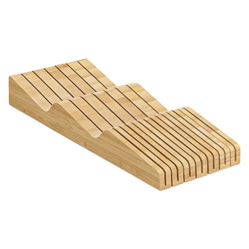 Utoplike In-Drawer Bamboo Knife Block Drawer Organizer and Holder (16 Knife