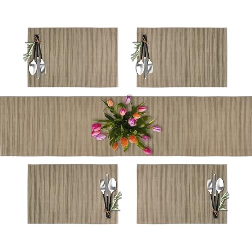 PIGCHCY Placemats,Washable Vinyl Woven Table Mats,Elegant