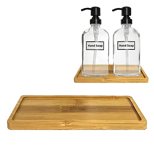 Bamboo Wood Tray Soap Dispenser Tray Sink Tray 2 Bottle Tray Bathroom Tray  Kitchen Tray Farmhouse Farmhouse Tray Trinket Tray 