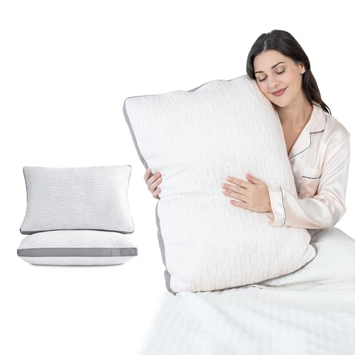 White Bed Pillows for Sleeping Cooling Hotel Pillow With Premium Soft Down  Alternative Fill for Back, Stomach or Side Sleepers 