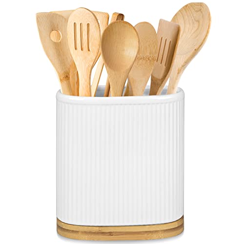 Trademark Innovations 100% All Natural Bamboo Utensil Holder-with