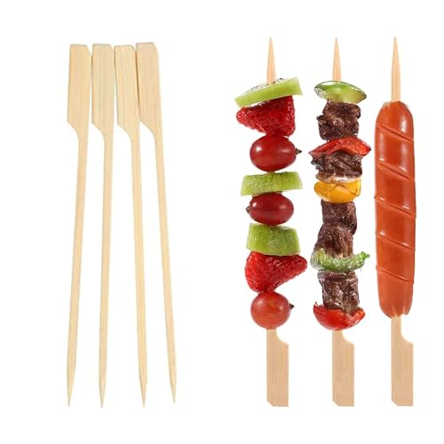 Nicole Fantini's 12 inch Bamboo Skewers for Kabobs 4mm Natural Bamboo Thick Wooden Round BBQ Food Sticks| Pack of 100| Package Has 300 Sticks, Brown