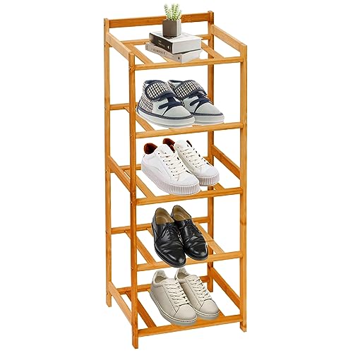 UDEAR Bamboo Shoe Rack 5-tier Shoe Storage Organizer Entryway Shoe Shelf 