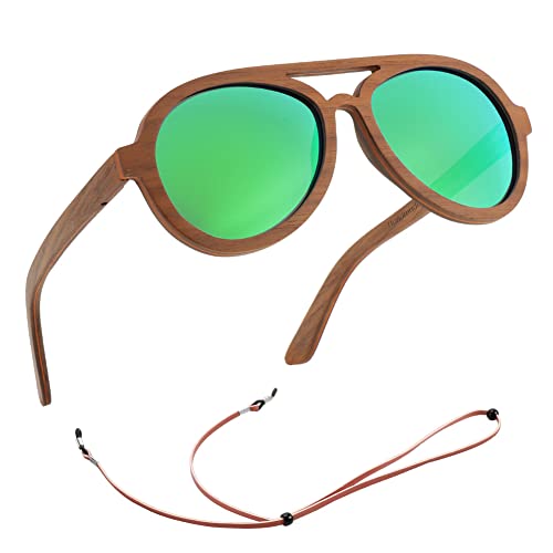 WOODONLY Pilot Wood Polarized Sunglasses - Retro Style Wooden