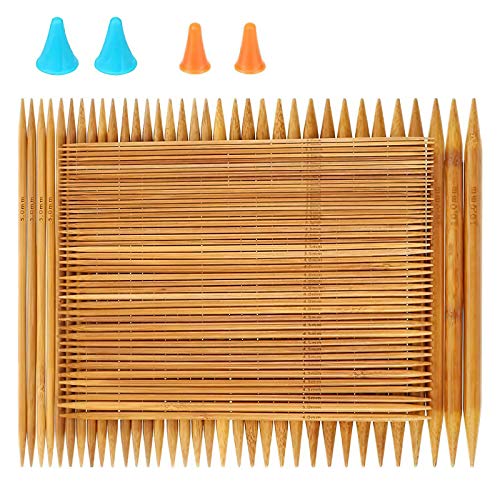 36 Pieces/ 18 Pairs Bamboo Knitting Needles Set Single Point Bamboo  Knitting Needles 18 Sizes from 2.0 mm to 10.0 mm Straight Knitting Needles  for DIY