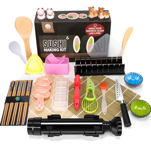 1 Pack] Natural Bamboo Sushi Rolling Mat - Sushi Rolling Pad, Sushi Roller  - Sushi Rolling Maker, Perfect Square Size 9.5 x 9.5 Inches 