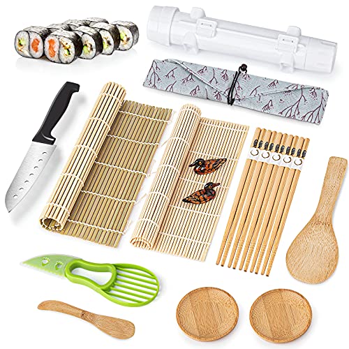 Grow Your Pantry Bamboo Sushi Making Kit - Best Sushi Kit with Maki Maker,  Sushi Roller Bamboo Mat, Onigiri Mold, Sushi Plate, Rice Ball Maker
