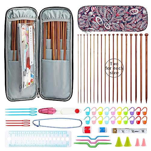 Aeelike Knitting Kit for Beginners Adults, 18 Pairs of Wooden Knitting  Needles Set 2mm to 10mm, Bamboo Knitting Starter Kit with Yarn and  Accessories