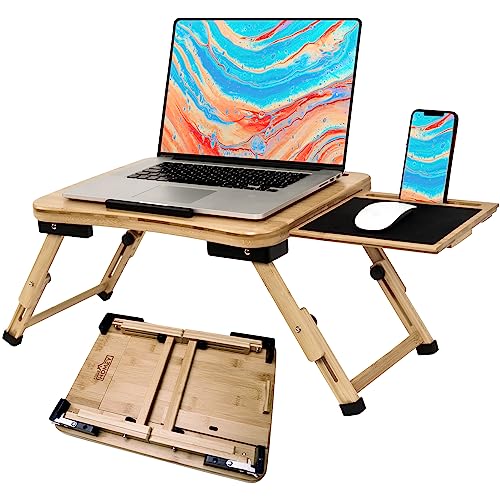 BirdRock Home Curved Lap Tray with Storage Drawer & Mouse Pad - Natural