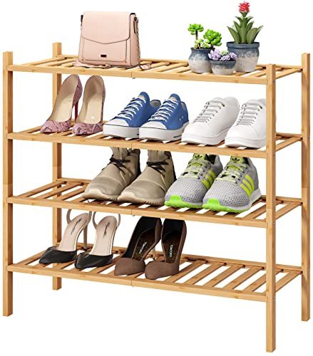 YOUDENOVA 7 Tiers Vertical Shoe Rack, Wooden Storage Stand, Space Saving  Shoe Organizer for Entryway, Modern Shoes Tower