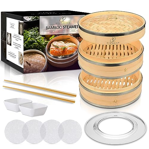 Helens Asian Kitchen Bamboo Steamer Set, 10 Inch