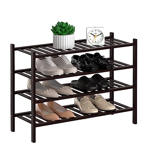 LUCKYERMORE 6-Tier Shoe Rack Portable Storage Organizer With Red