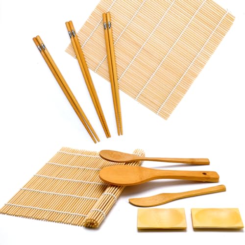 ISSEVE Sushi Making Kit/Sushi Bazooka Maker with Bamboo Mats and  Chopsticks, Paddle, Spreader, Sushi Knife, DIY Sushi Roller Machine