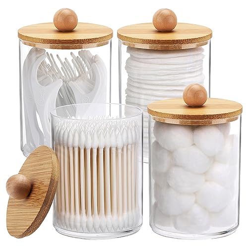 Glass Apothecary Mason Jar with Bamboo Lid for Vanity Organizer Storage  Cotton Swabs, Ball - China Wide Mouth Round Storage Jar, Glass Jar for  Cotton Swabs