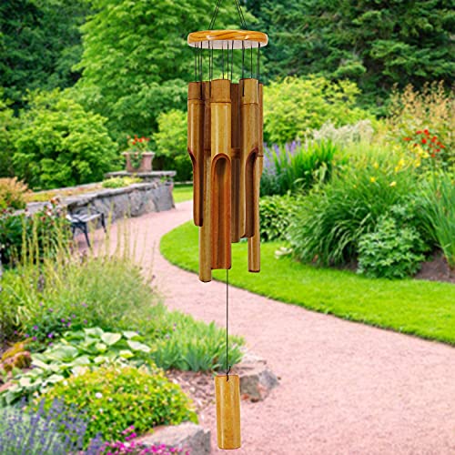 Xinrui Bamboo Wind Chimes, Tree of Life Wooden Wind Chime Kit Natural Decor Music Soothing Wind Bell Hanger Wind Chime Tubes Clearance Gifts for