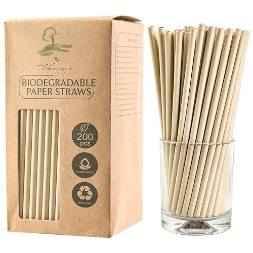 EcoAmiga Bamboo Straw, 8 Inch Reusable & Biodegradable Organic Bulk Straws  – Great Ecological Alternative to Plastic Straws (Reed)